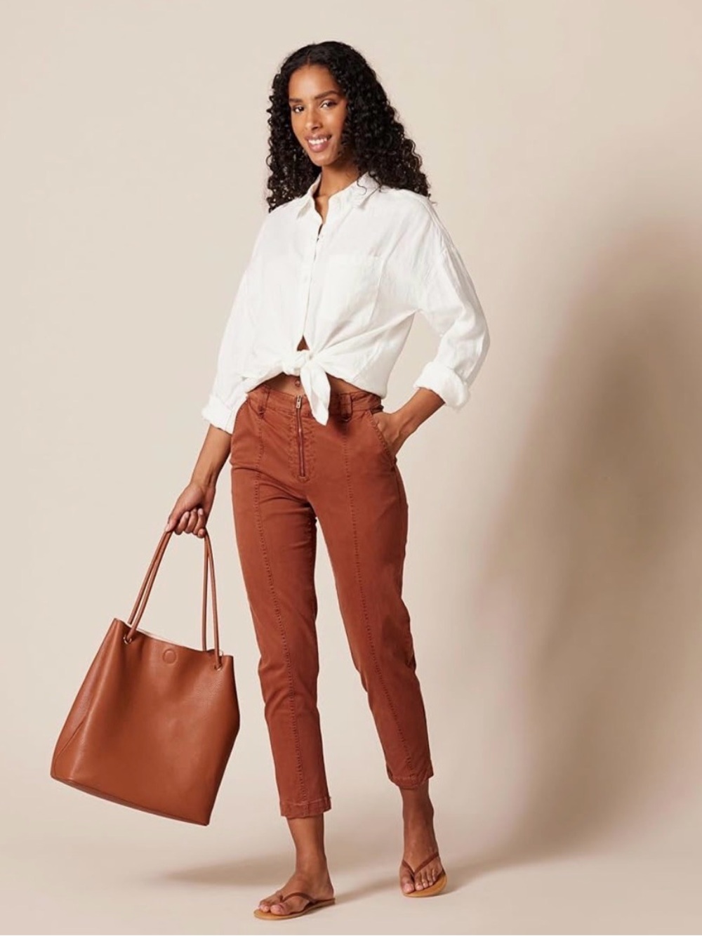 Amazon Essentials women’s stretch chino utility pant - burnt orange